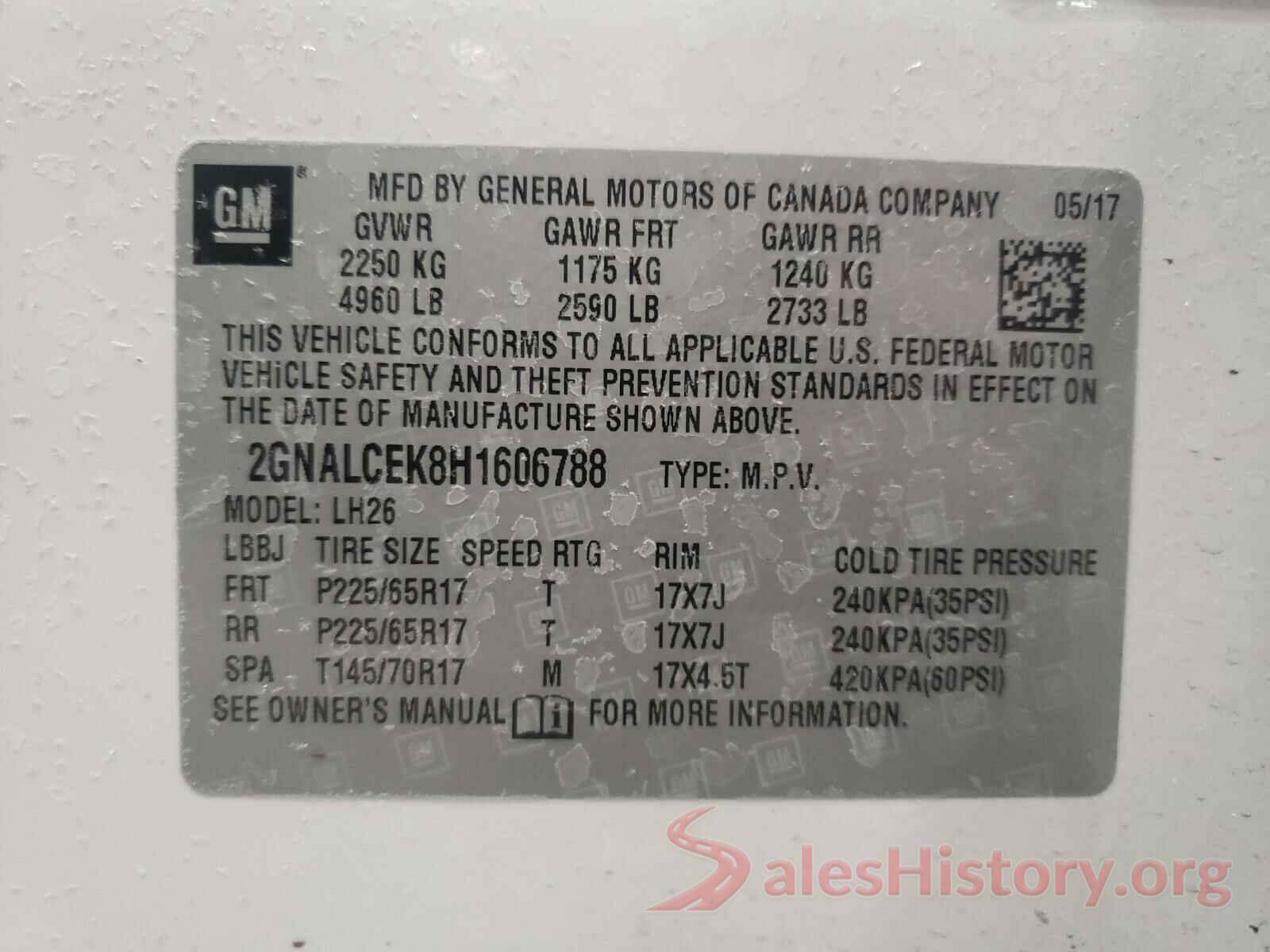 2GNALCEK8H1606788 2017 CHEVROLET EQUINOX