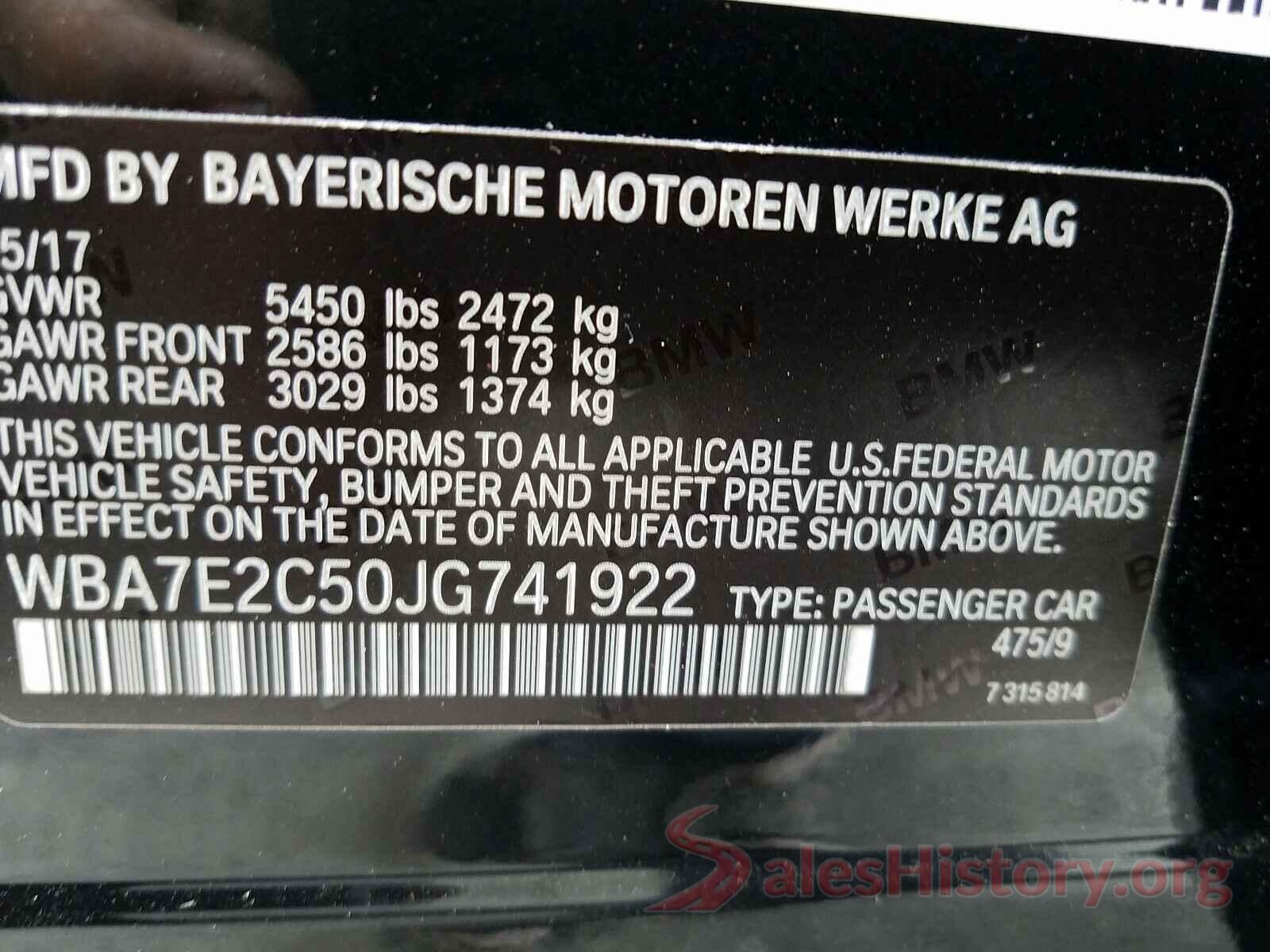 WBA7E2C50JG741922 2018 BMW 7 SERIES