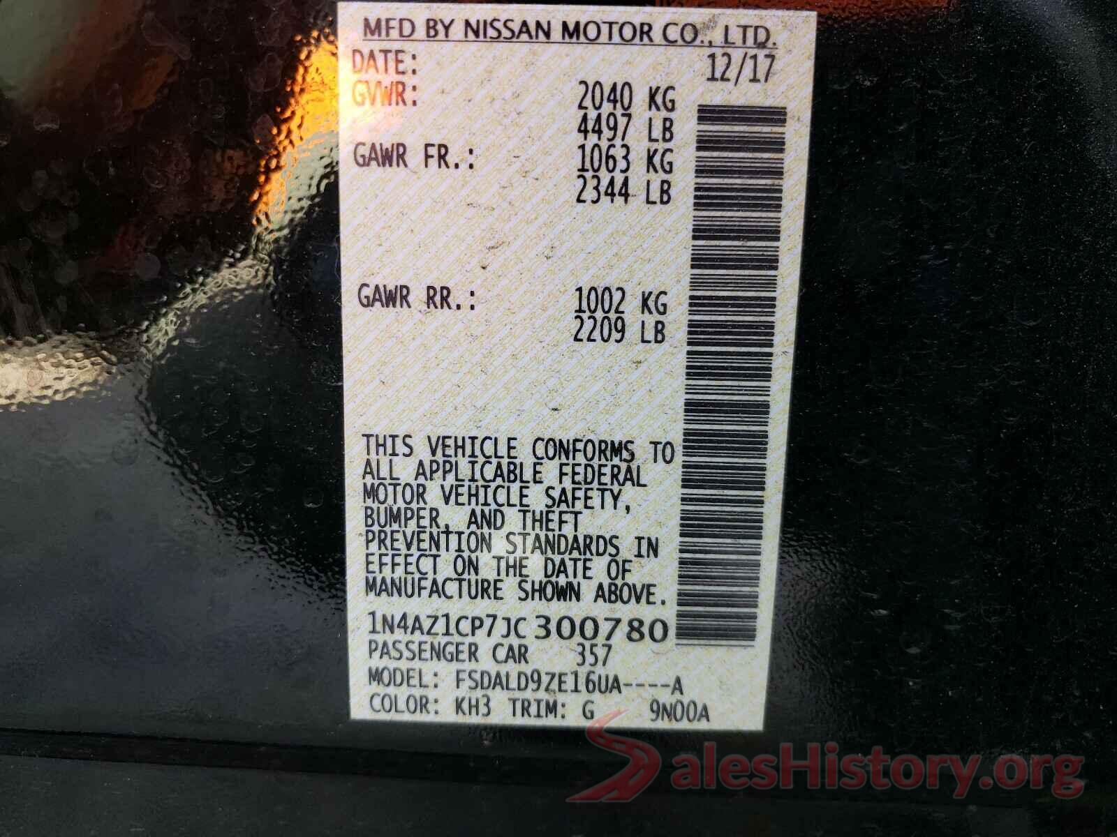 1N4AZ1CP7JC300780 2018 NISSAN LEAF