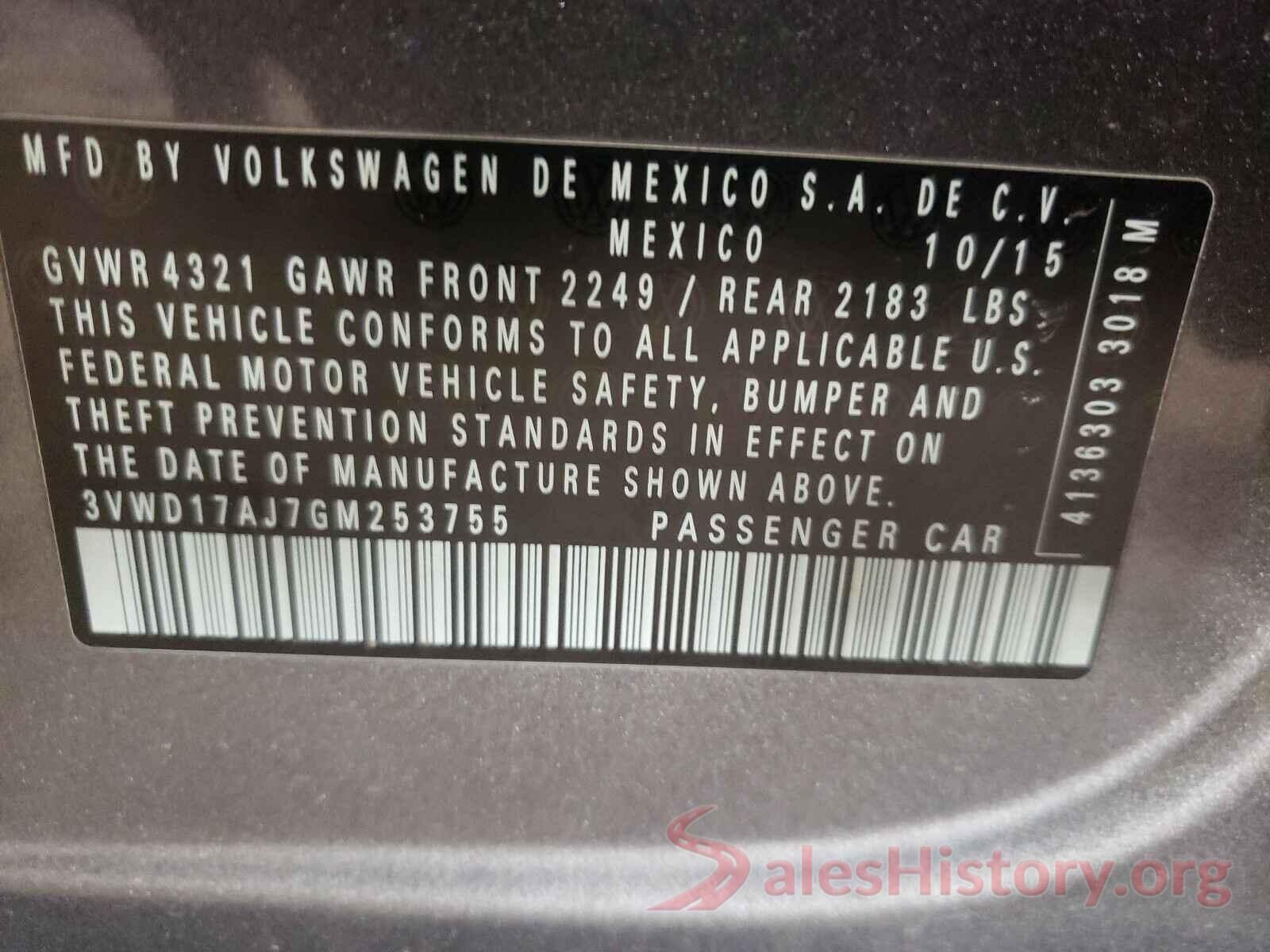 3VWD17AJ7GM253755 2016 VOLKSWAGEN JETTA