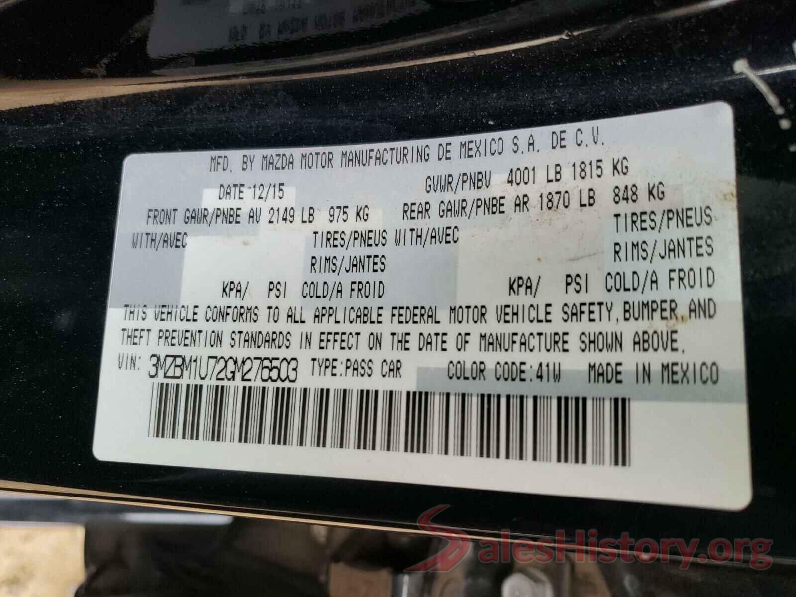 3MZBM1U72GM276503 2016 MAZDA 3