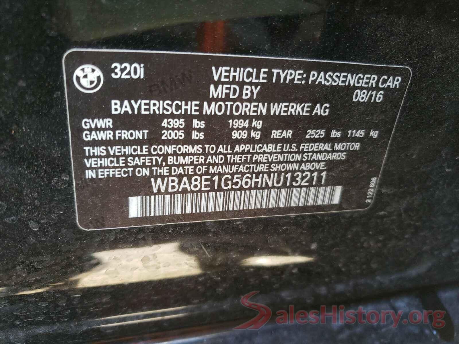 WBA8E1G56HNU13211 2017 BMW 3 SERIES