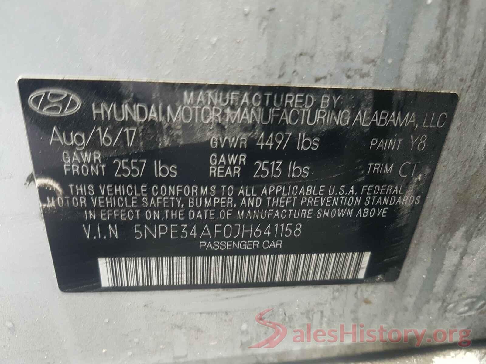 5NPE34AF0JH641158 2018 HYUNDAI SONATA