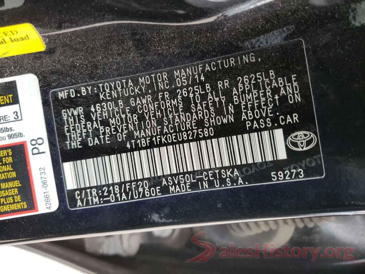 4T1BF1FK0EU827580 2014 TOYOTA CAMRY