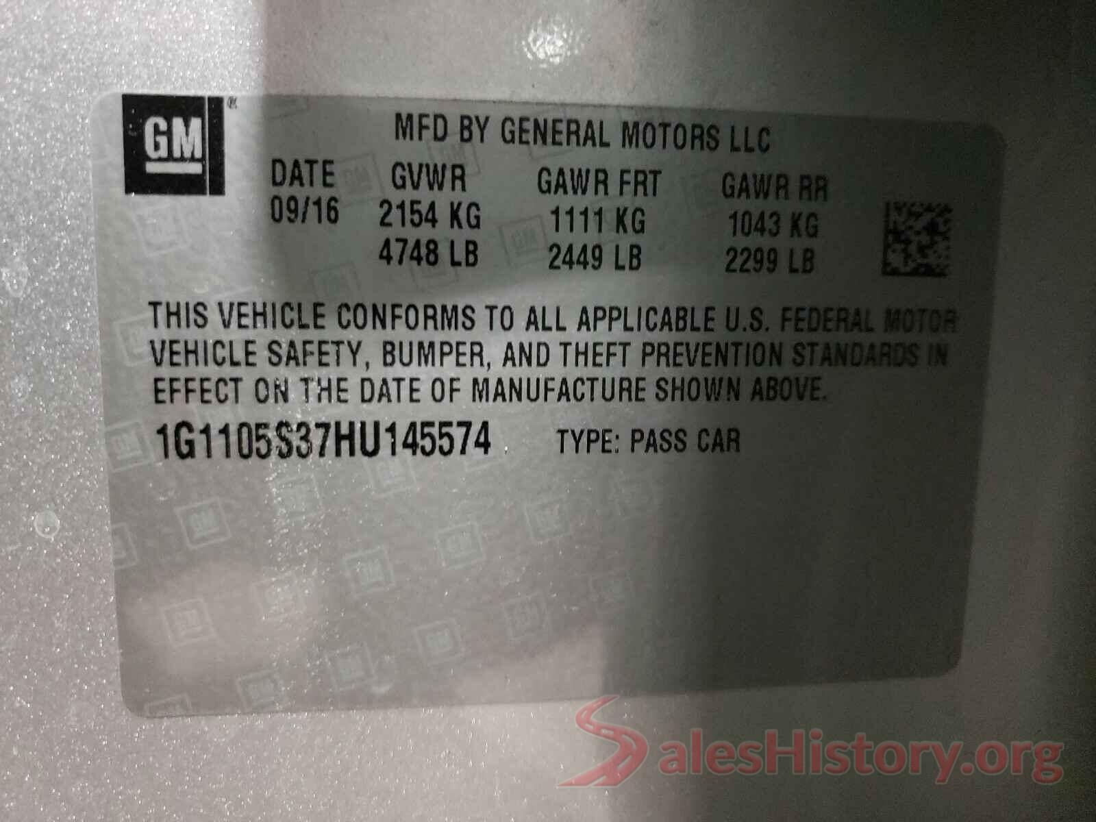 1G1105S37HU145574 2017 CHEVROLET IMPALA