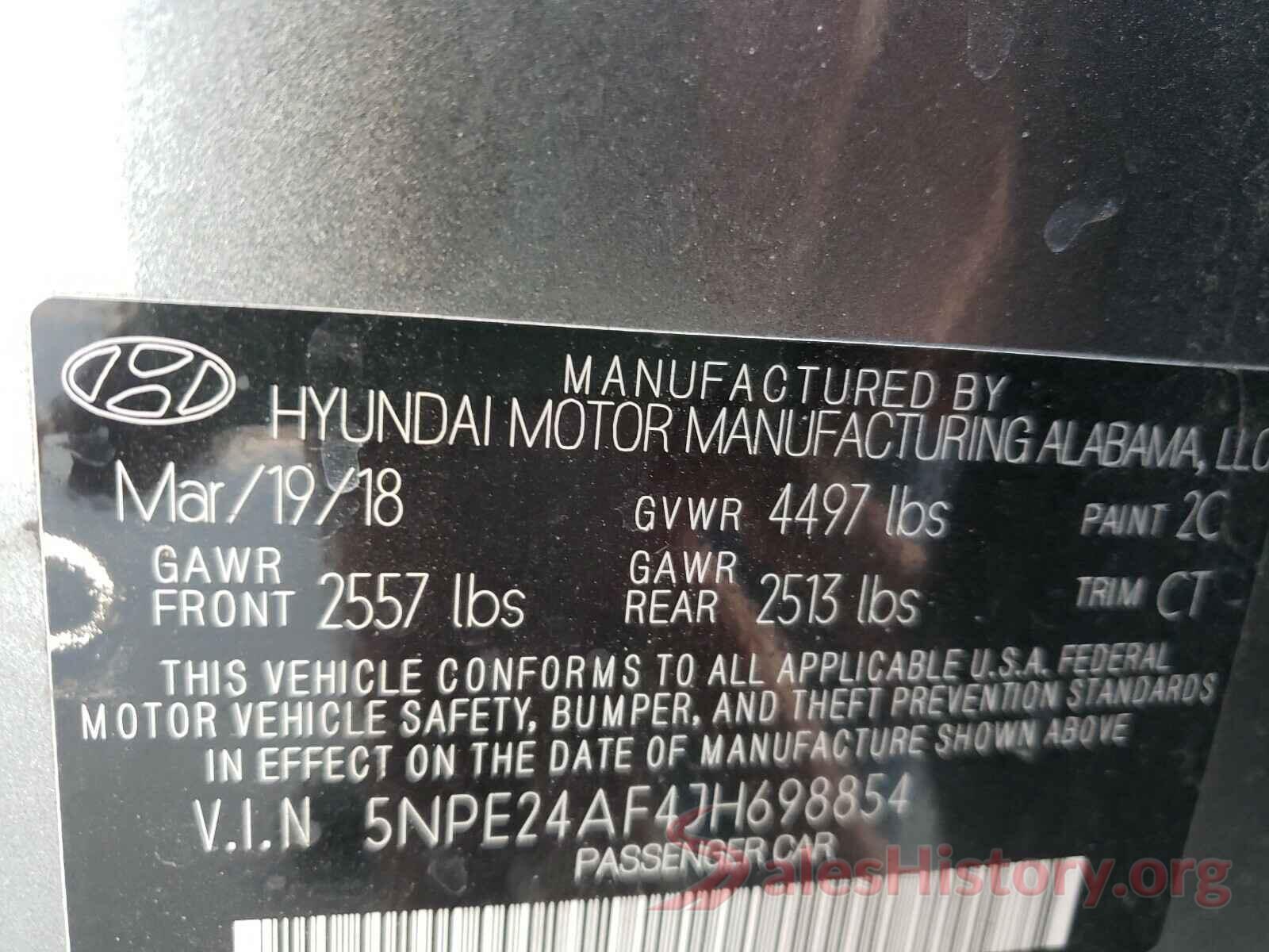 5NPE24AF4JH698854 2018 HYUNDAI SONATA