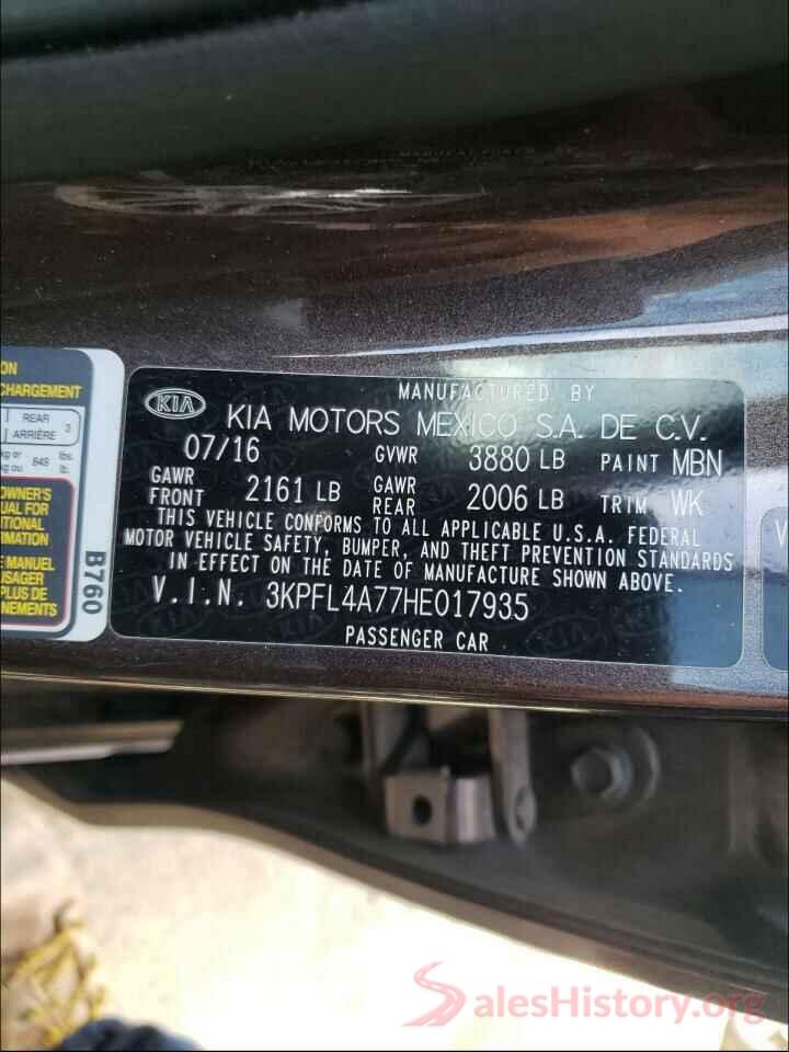 3KPFL4A77HE017935 2017 KIA FORTE