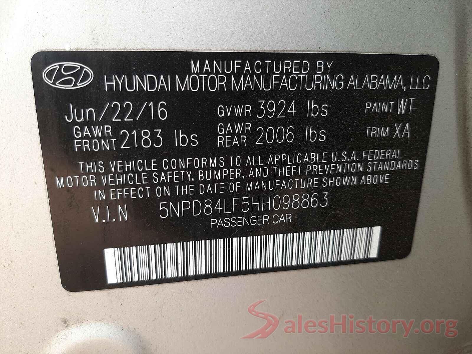 5NPD84LF5HH098863 2017 HYUNDAI ELANTRA