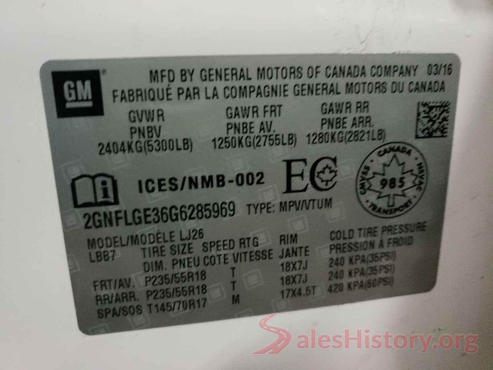 2GNFLGE36G6285969 2016 CHEVROLET EQUINOX