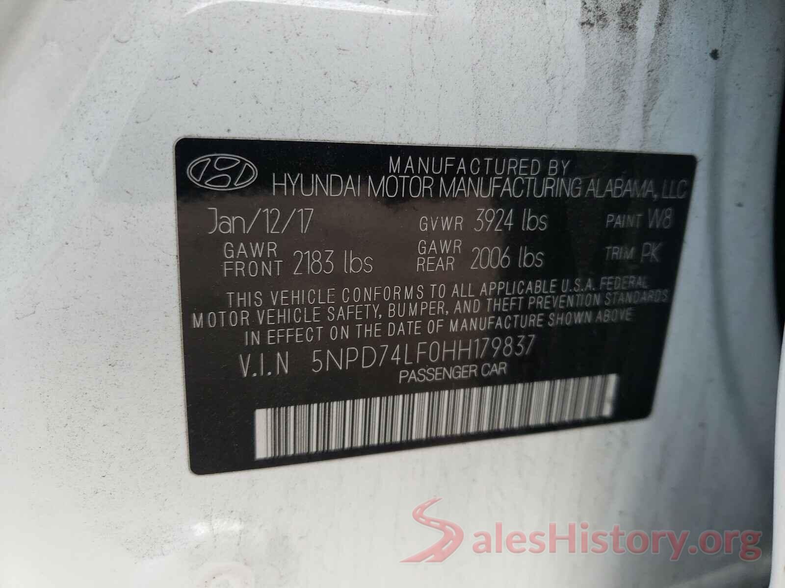 5NPD74LF0HH179837 2017 HYUNDAI ELANTRA