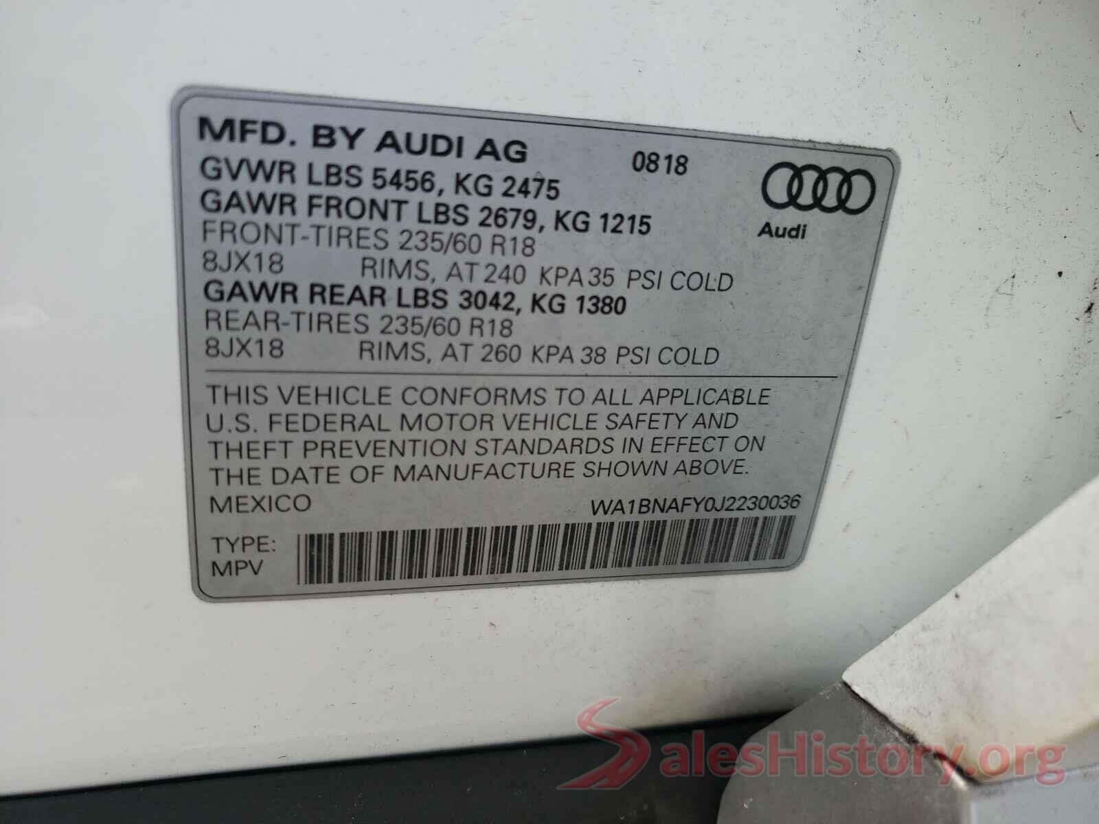 WA1BNAFY0J2230036 2018 AUDI Q5