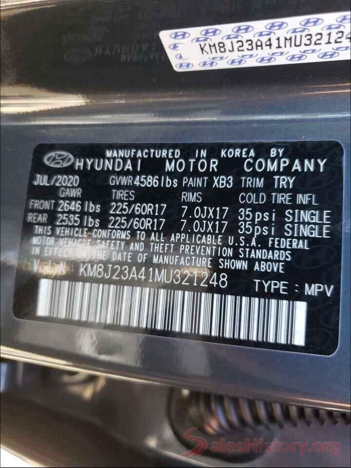 KM8J23A41MU321248 2021 HYUNDAI TUCSON