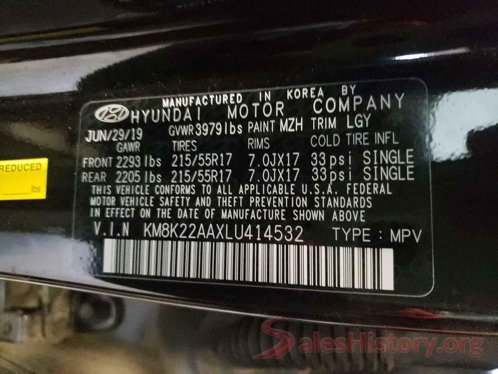 KM8K22AAXLU414532 2020 HYUNDAI KONA