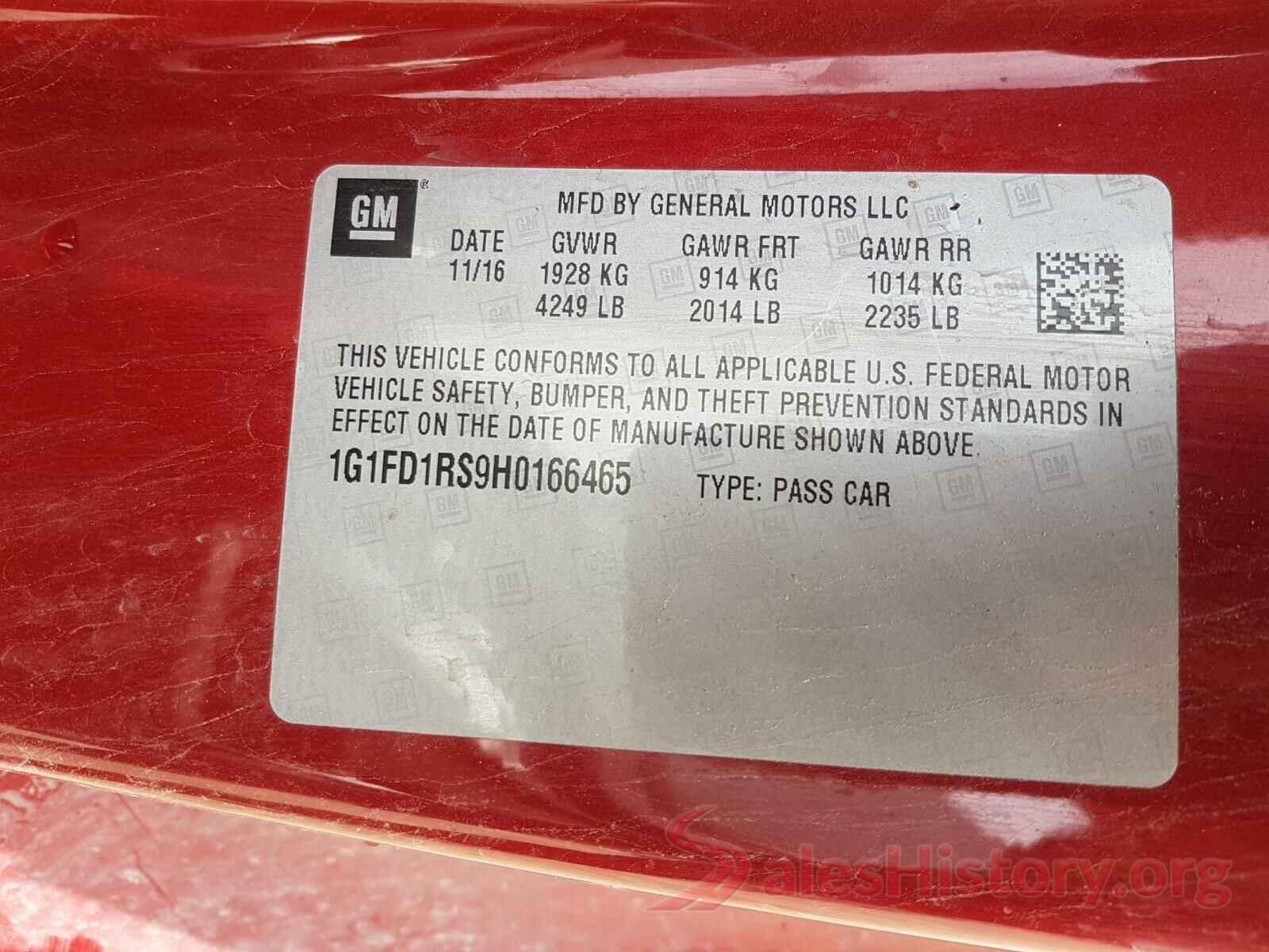 1G1FD1RS9H0166465 2017 CHEVROLET CAMARO