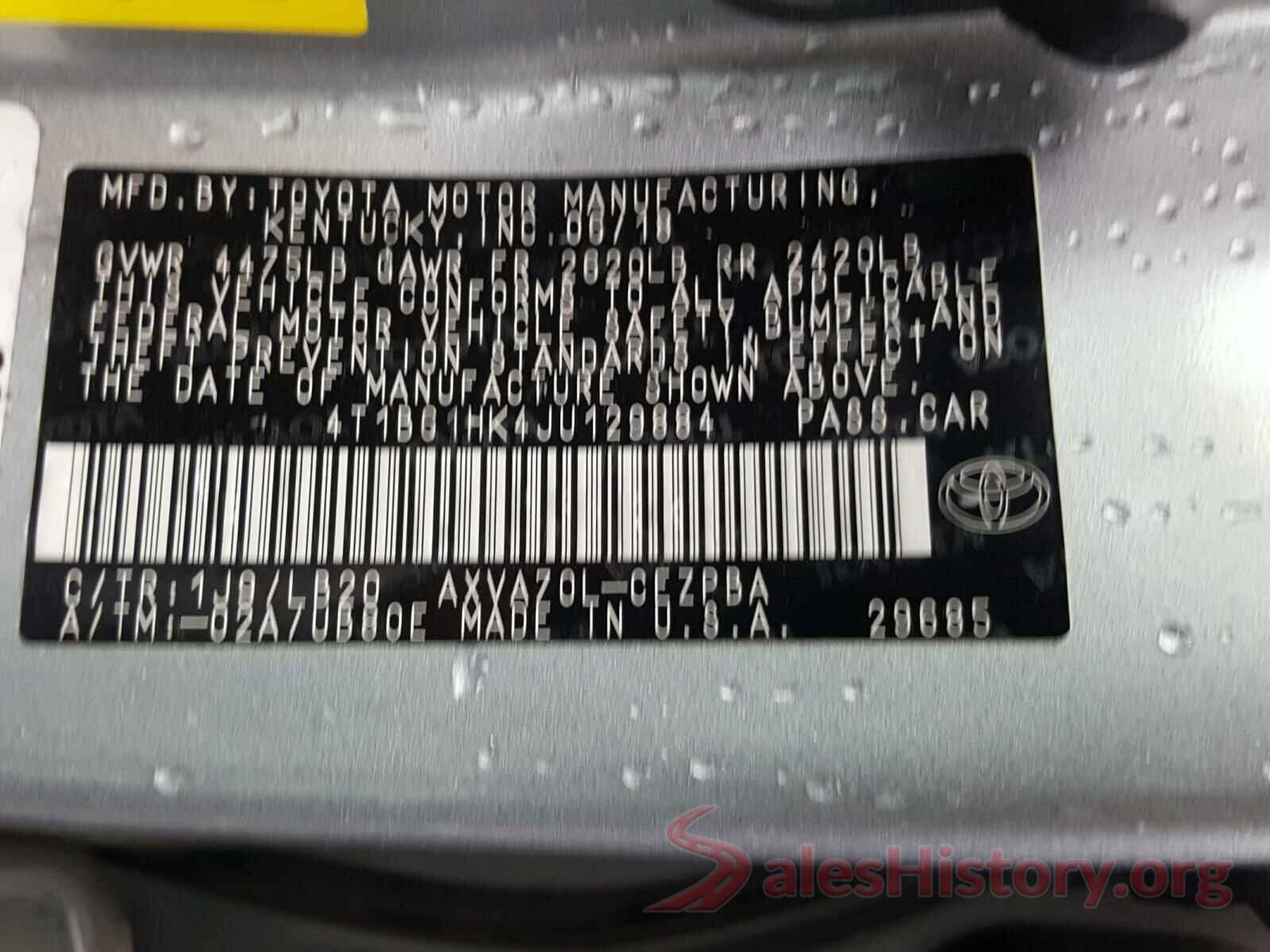 4T1B61HK4JU129884 2018 TOYOTA CAMRY