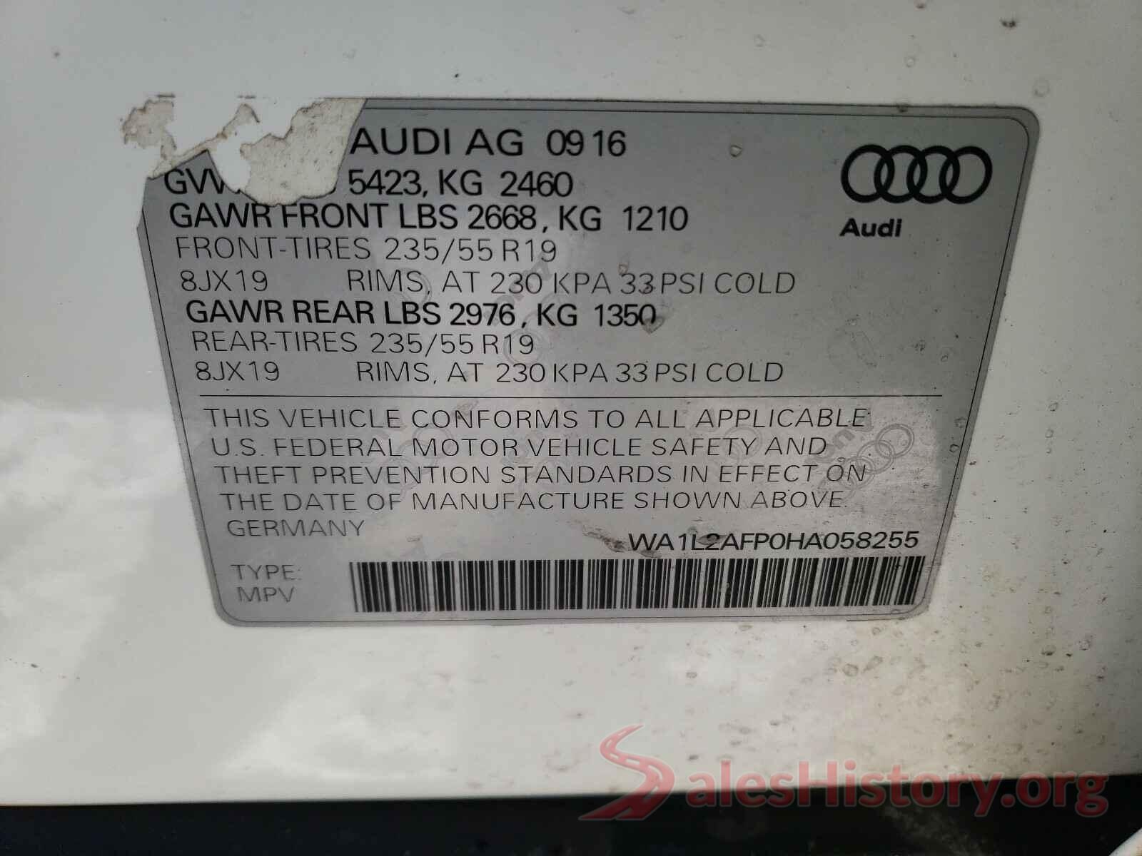 WA1L2AFP0HA058255 2017 AUDI Q5