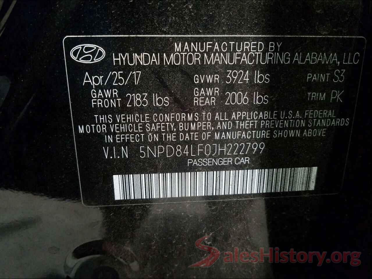 5NPD84LF0JH222799 2018 HYUNDAI ELANTRA