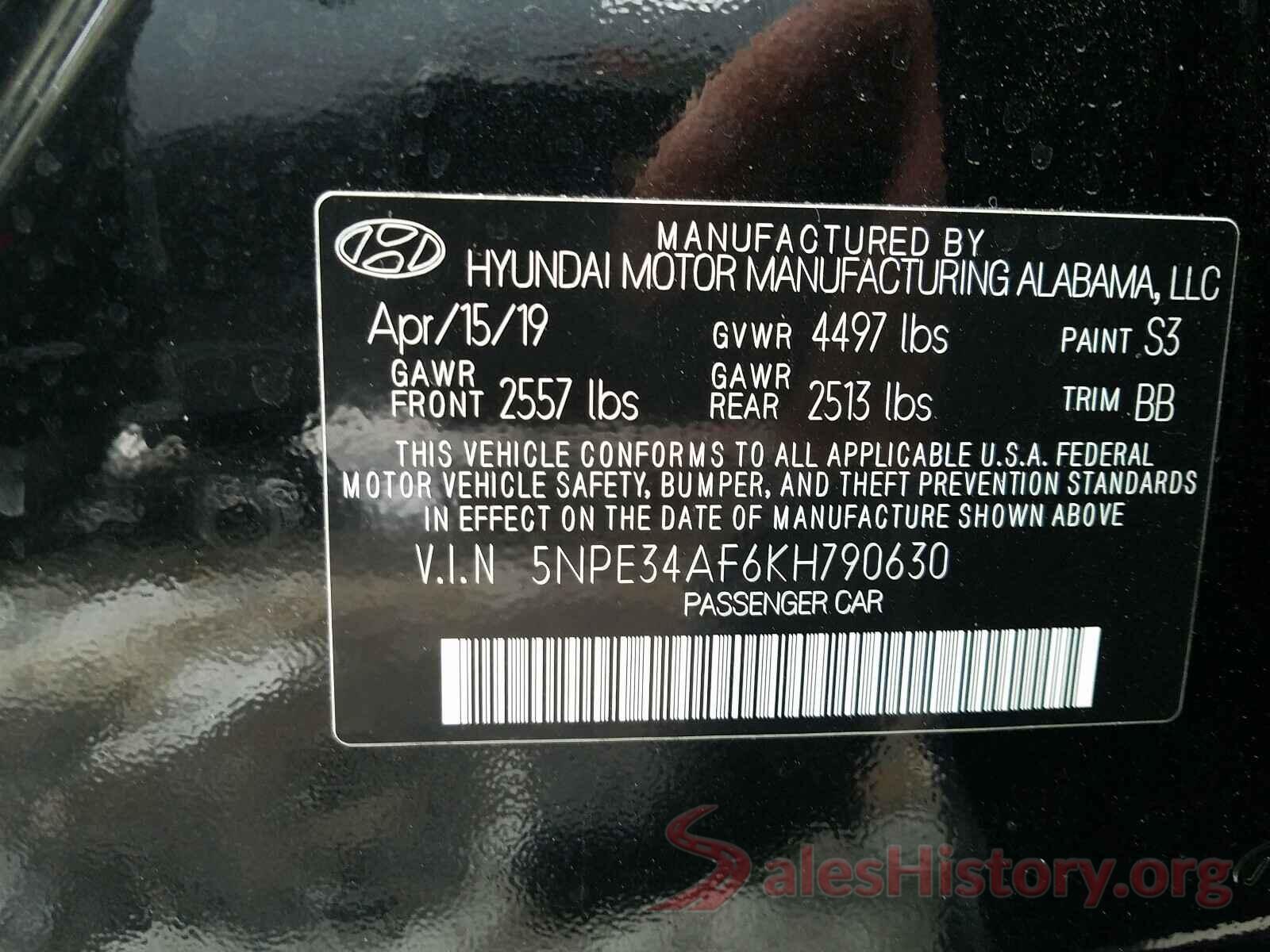 5NPE34AF6KH790630 2019 HYUNDAI SONATA