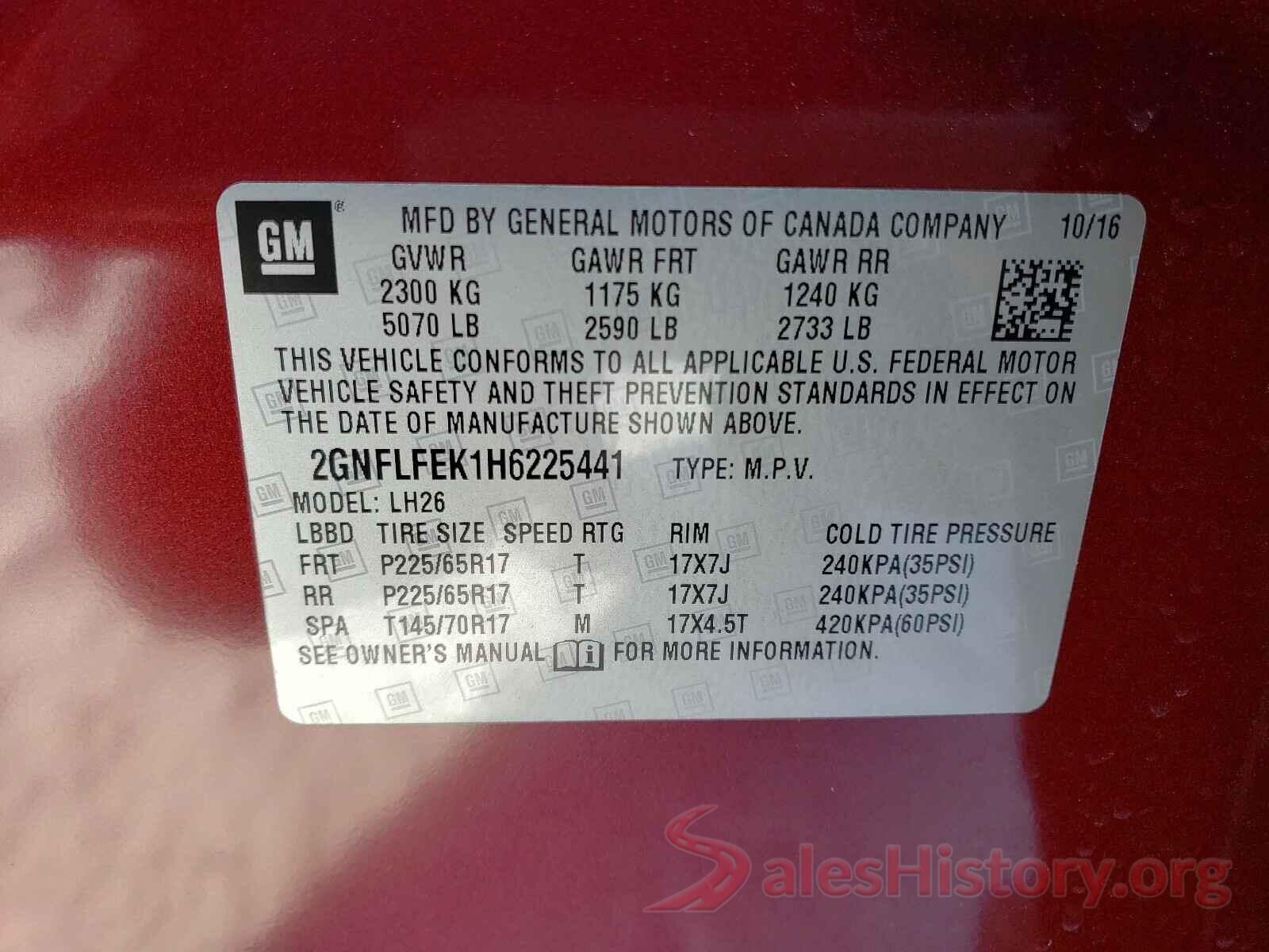 2GNFLFEK1H6225441 2017 CHEVROLET EQUINOX