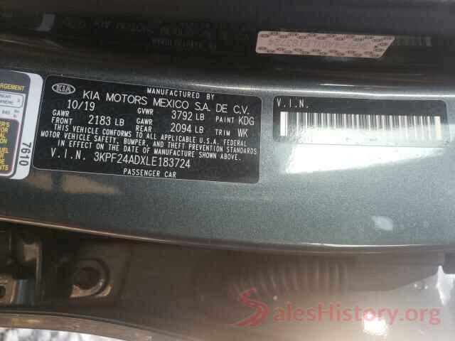 3KPF24ADXLE183724 2020 KIA FORTE