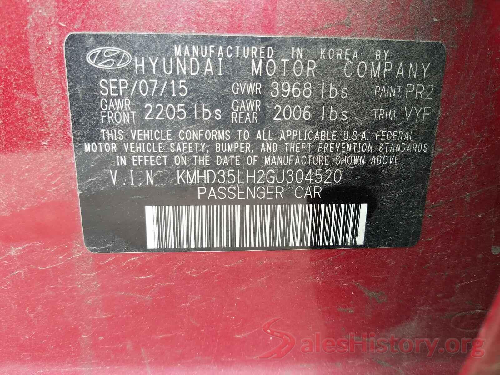 KMHD35LH2GU304520 2016 HYUNDAI ELANTRA