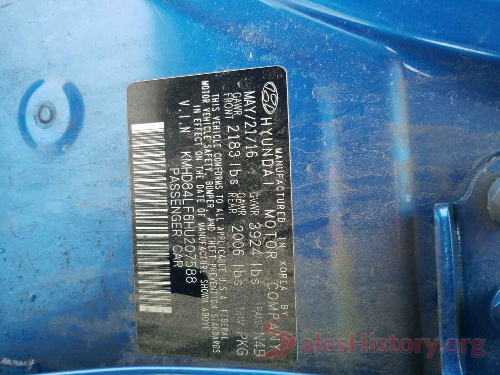 KMHD84LF6HU207588 2017 HYUNDAI ELANTRA