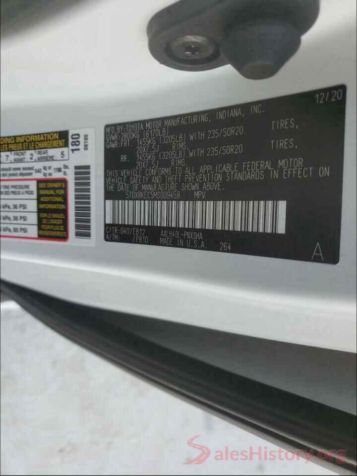 5TDXRKEC5MS009458 2021 TOYOTA SIENNA