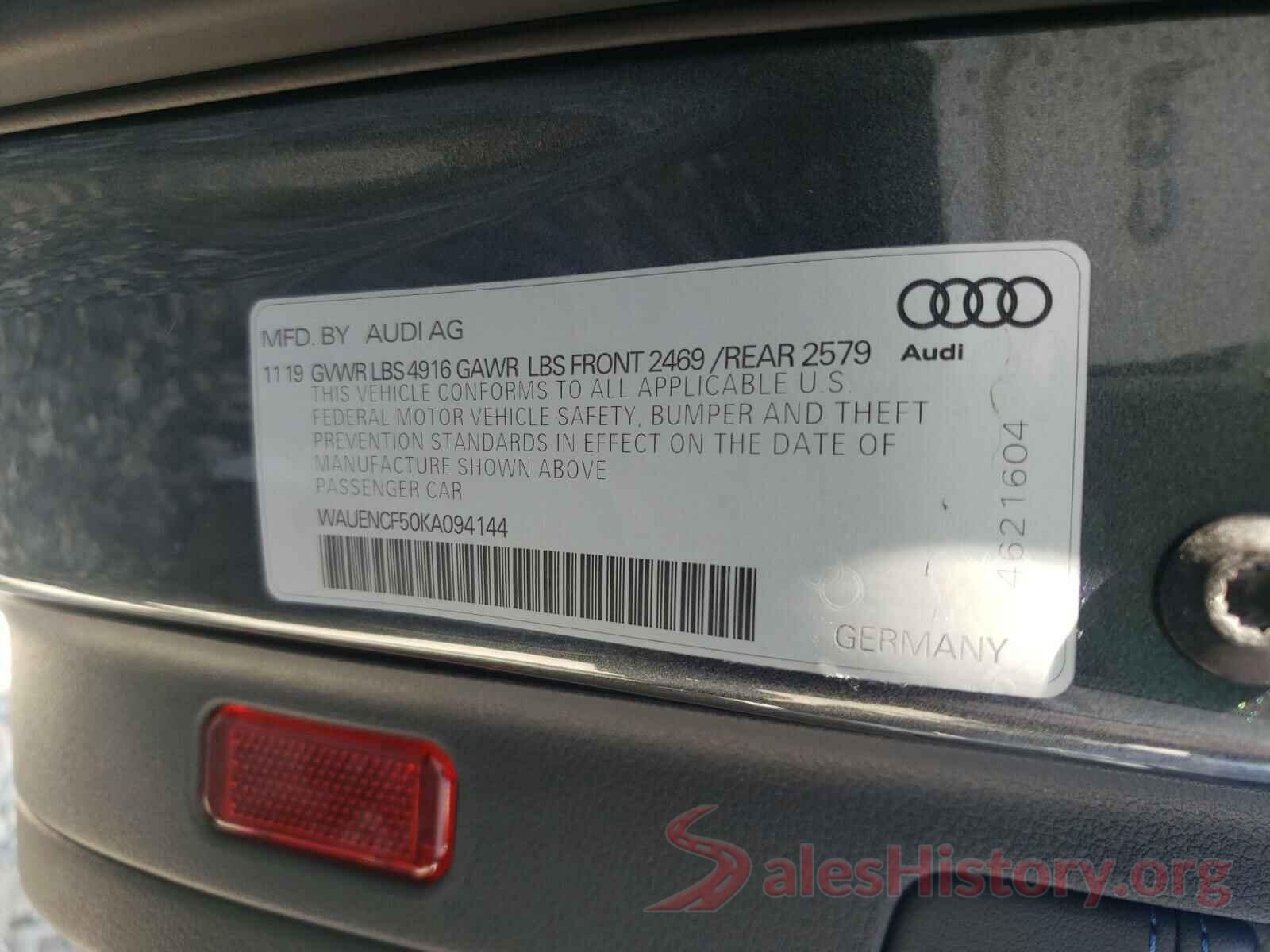 WAUENCF50KA094144 2019 AUDI A5