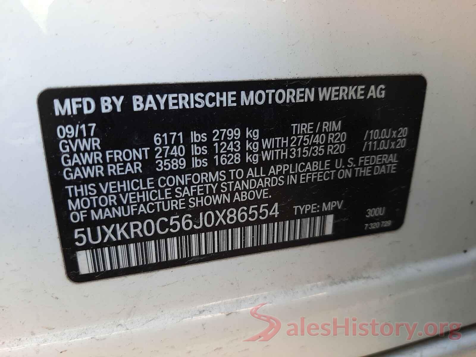 5UXKR0C56J0X86554 2018 BMW X5