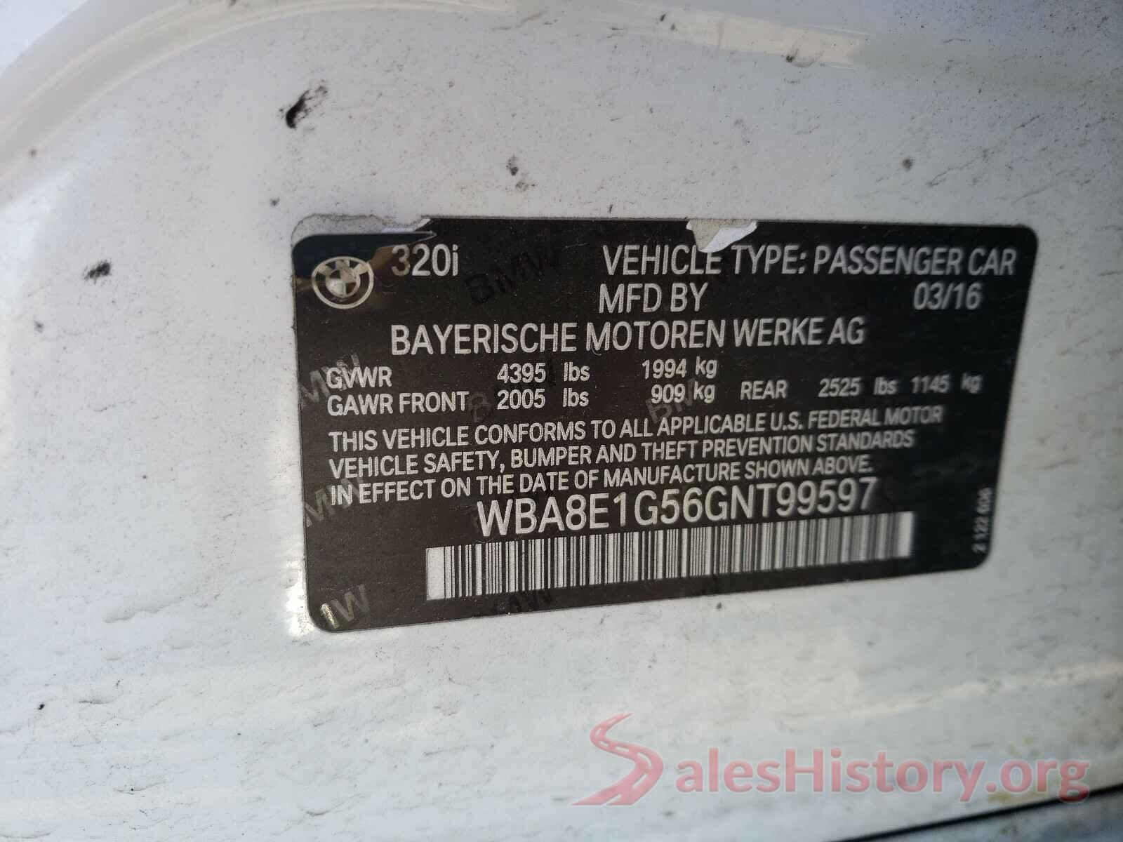 WBA8E1G56GNT99597 2016 BMW 3 SERIES