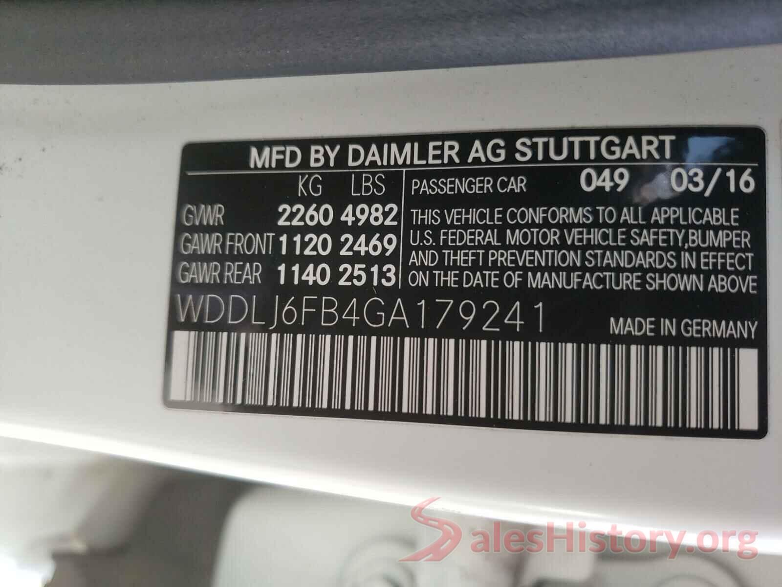 WDDLJ6FB4GA179241 2016 MERCEDES-BENZ C CLASS