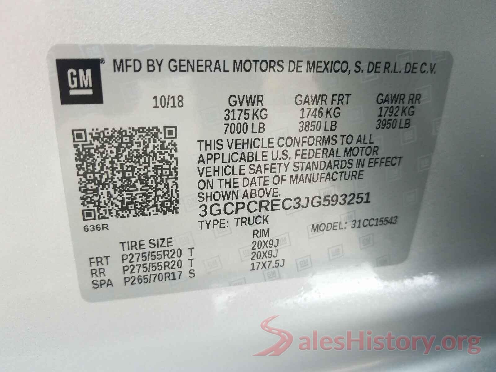 3GCPCREC3JG593251 2018 CHEVROLET SILVERADO