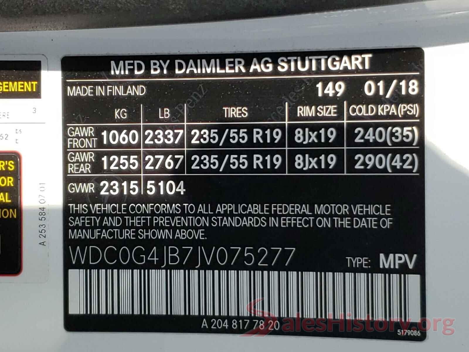 WDC0G4JB7JV075277 2018 MERCEDES-BENZ G CLASS