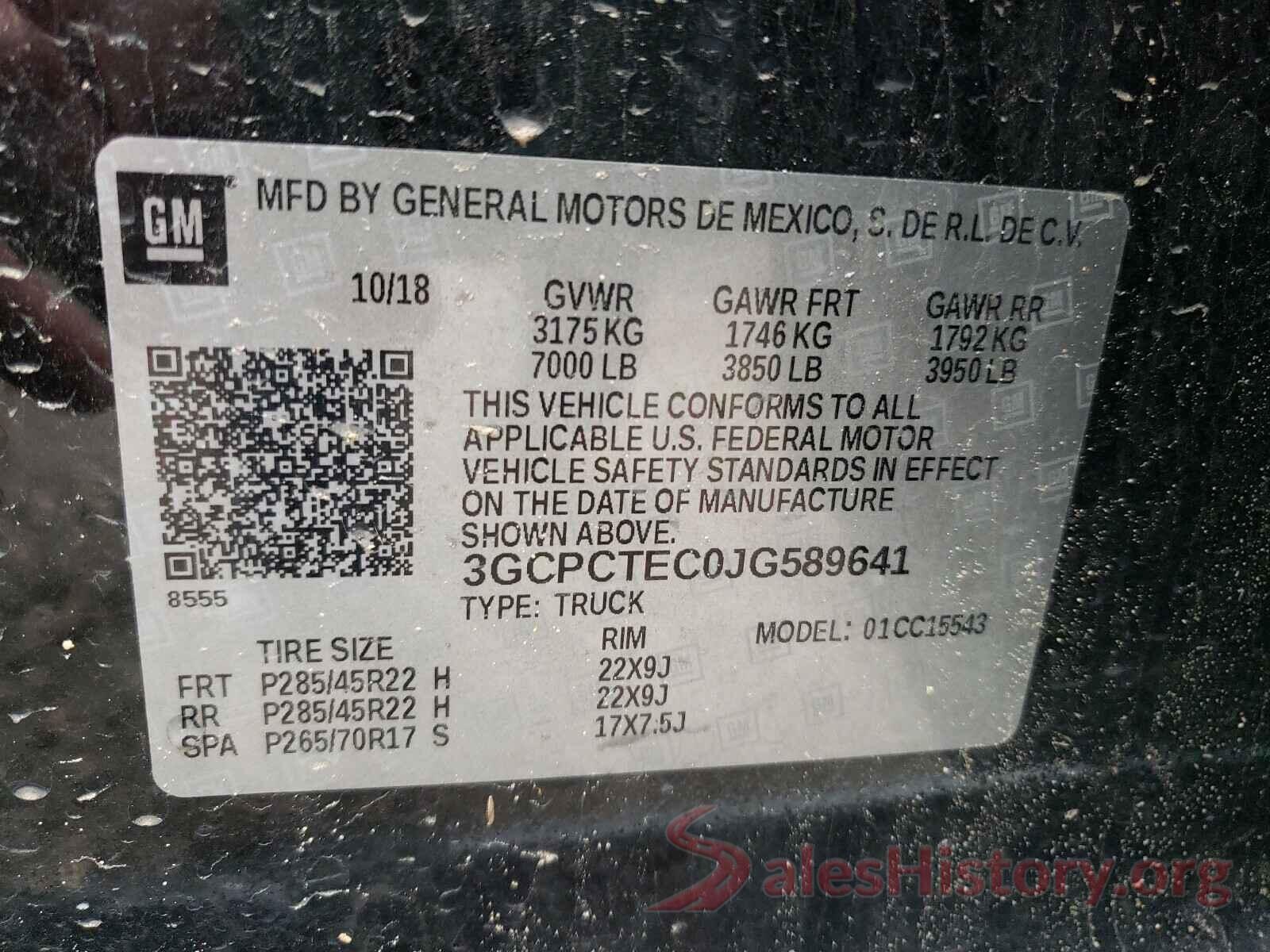 3GCPCTEC0JG589641 2018 CHEVROLET SILVERADO