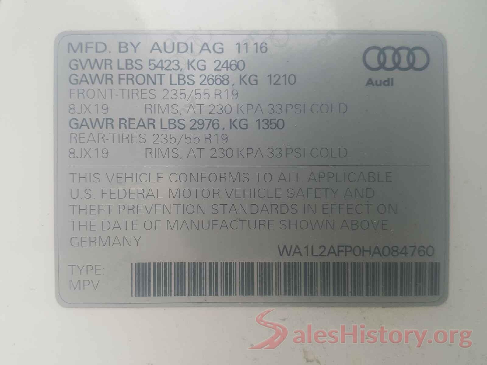 WA1L2AFP0HA084760 2017 AUDI Q5