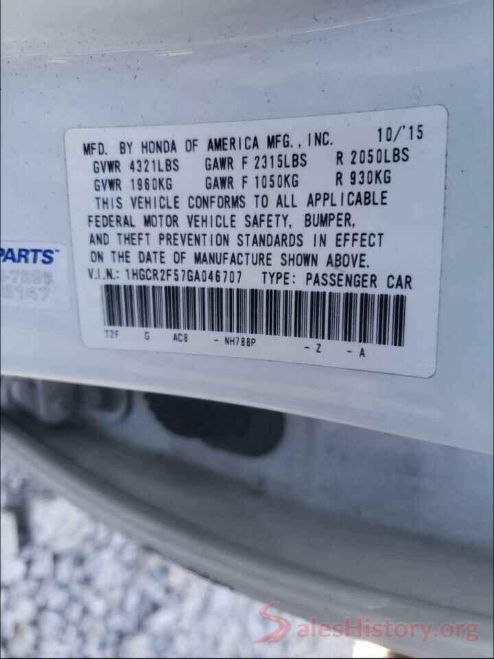 1HGCR2F57GA046707 2016 HONDA ACCORD