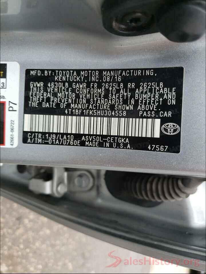 4T1BF1FK5HU304558 2017 TOYOTA CAMRY