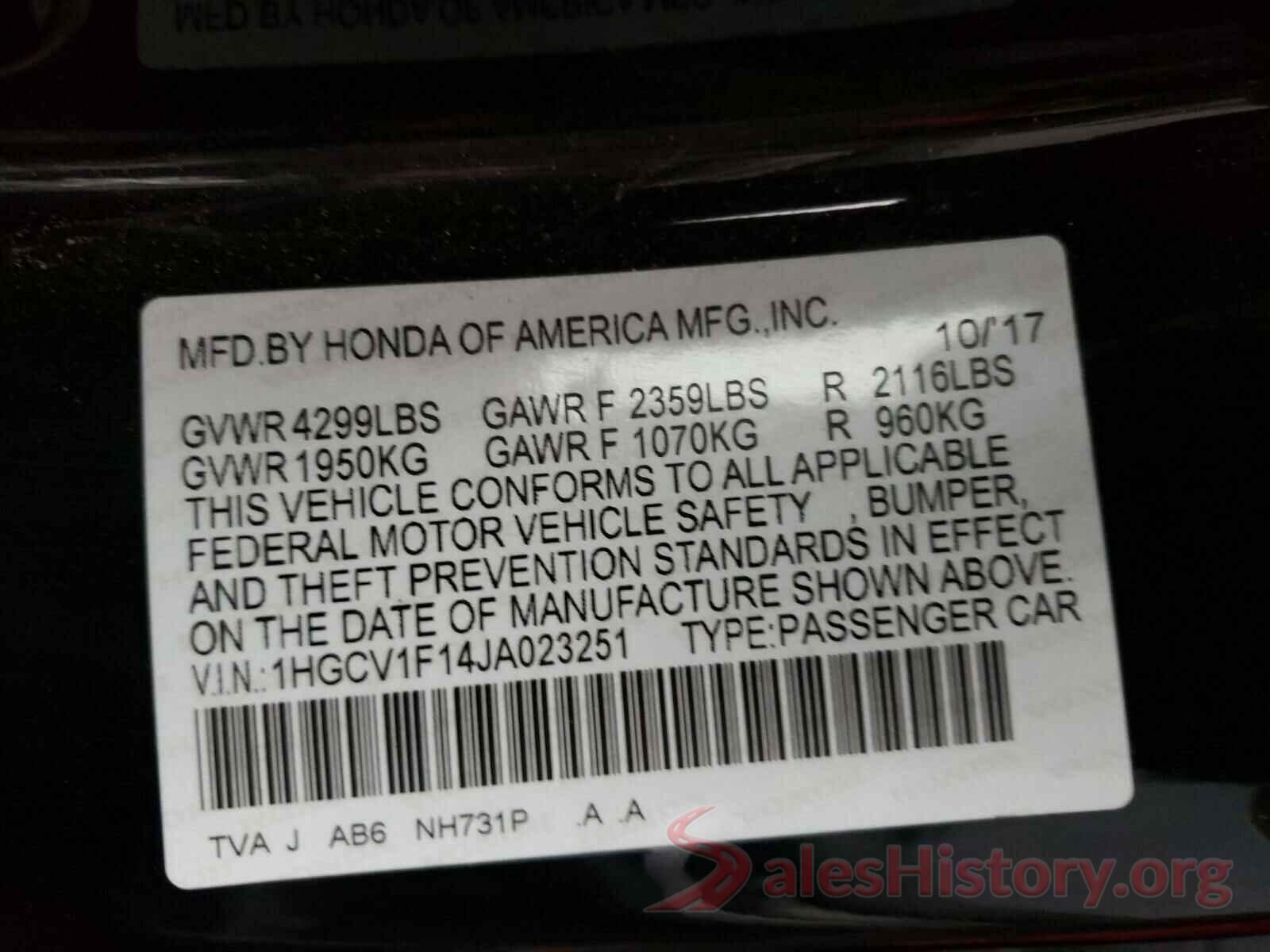 1HGCV1F14JA023251 2018 HONDA ACCORD