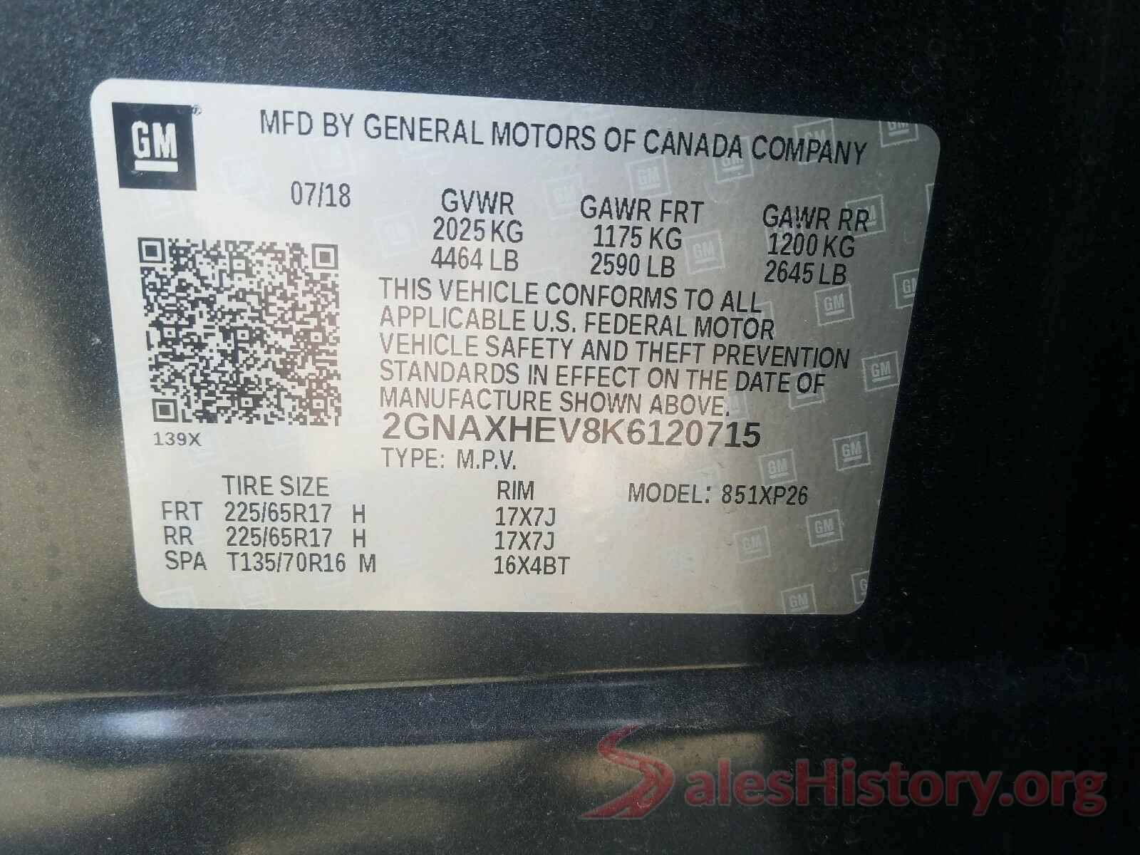 2GNAXHEV8K6120715 2019 CHEVROLET EQUINOX