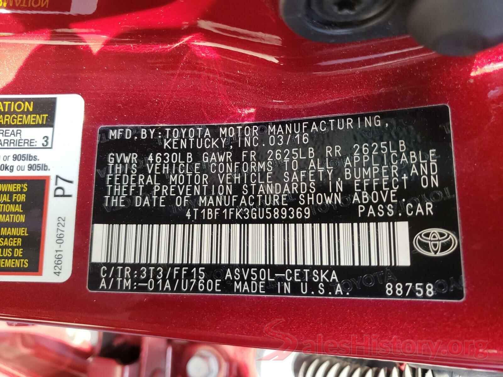 4T1BF1FK3GU589369 2016 TOYOTA CAMRY