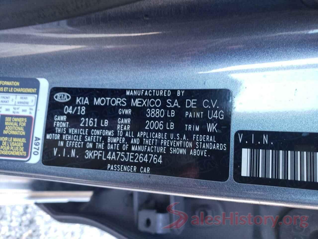 3KPFL4A75JE264764 2018 KIA FORTE