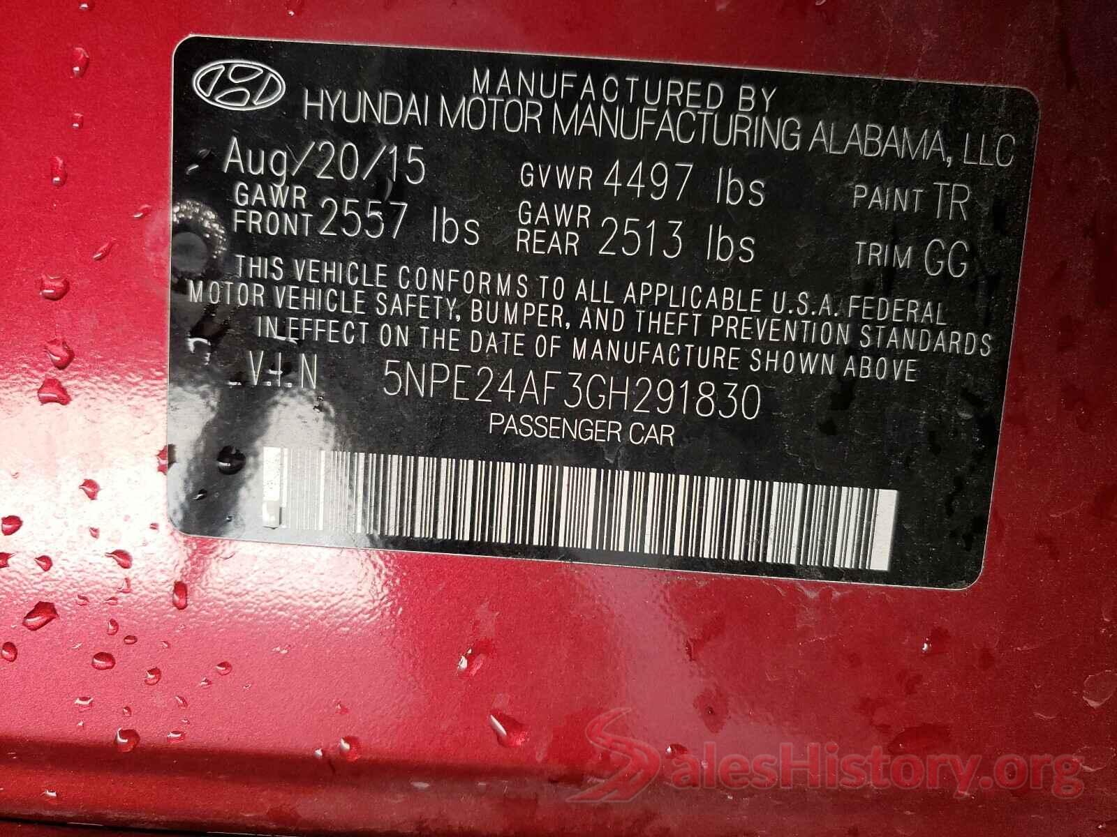 5NPE24AF3GH291830 2016 HYUNDAI SONATA