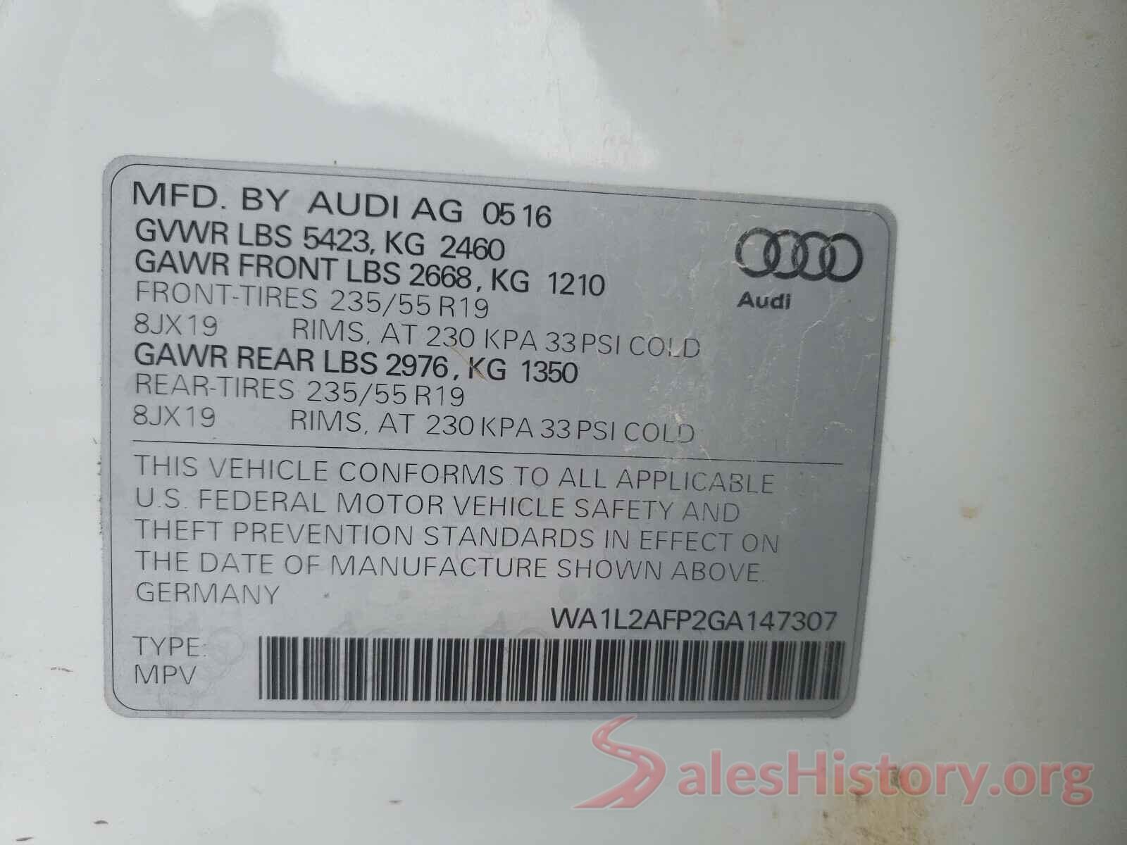 WA1L2AFP2GA147307 2016 AUDI Q5