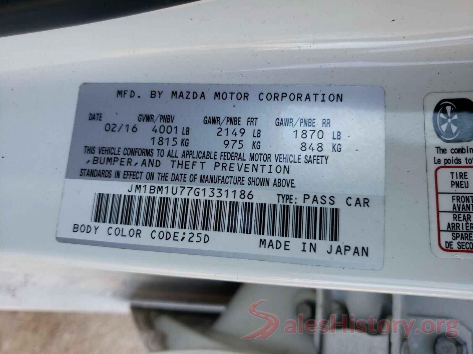 JM1BM1U77G1331186 2016 MAZDA 3