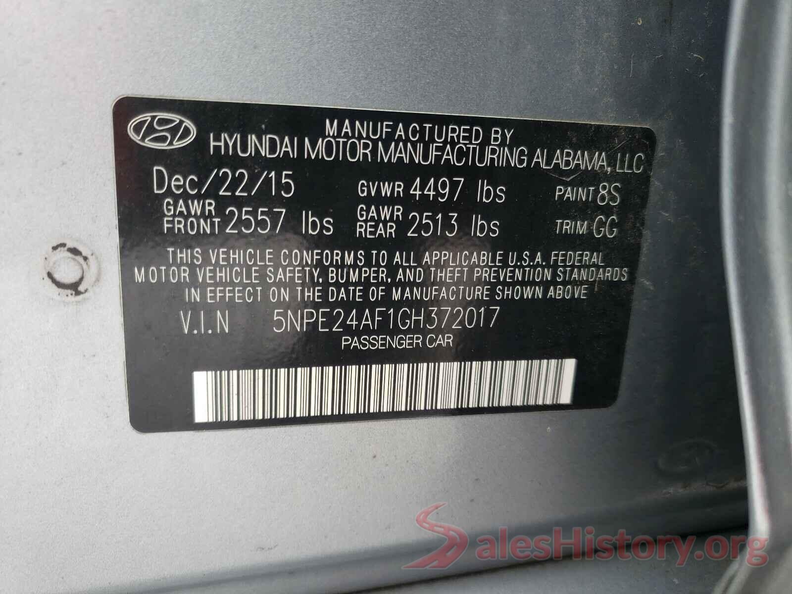 5NPE24AF1GH372017 2016 HYUNDAI SONATA