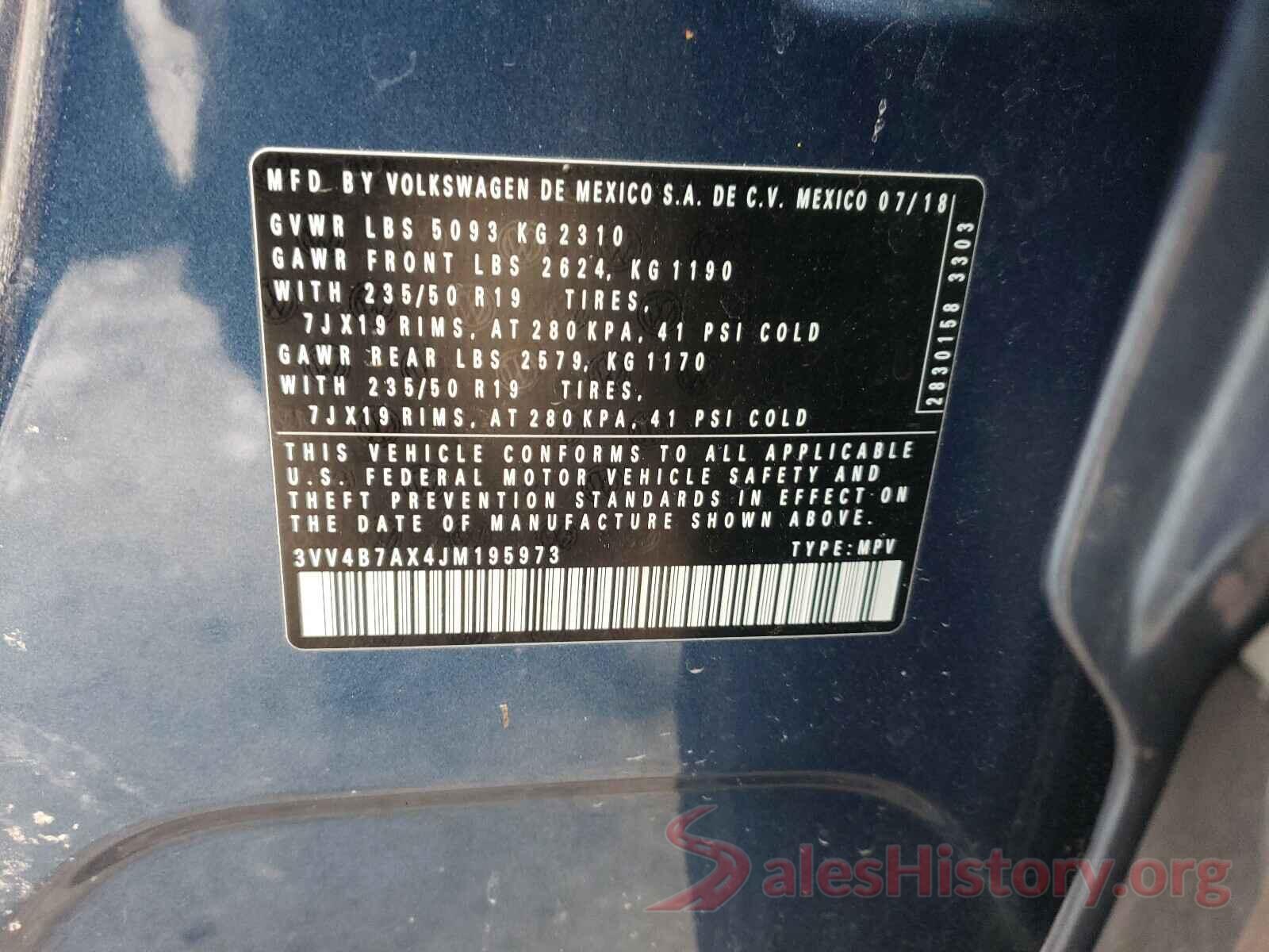 3VV4B7AX4JM195973 2018 VOLKSWAGEN TIGUAN