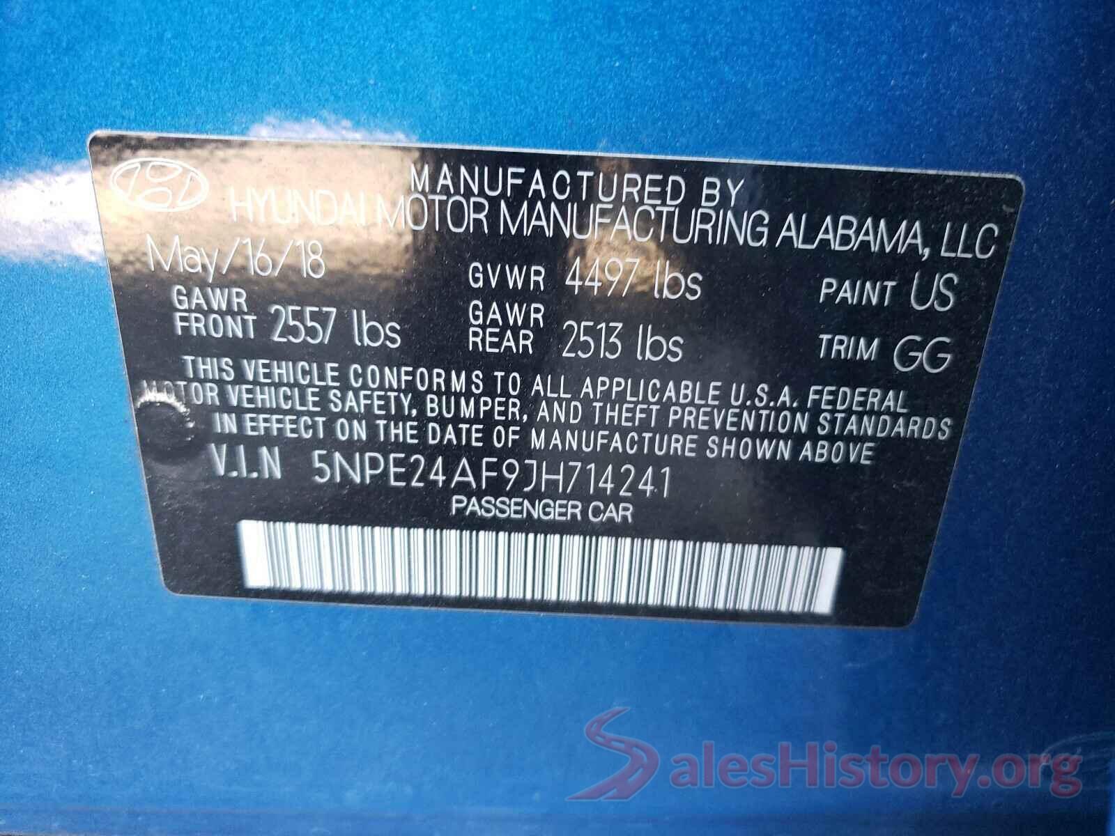 5NPE24AF9JH714241 2018 HYUNDAI SONATA