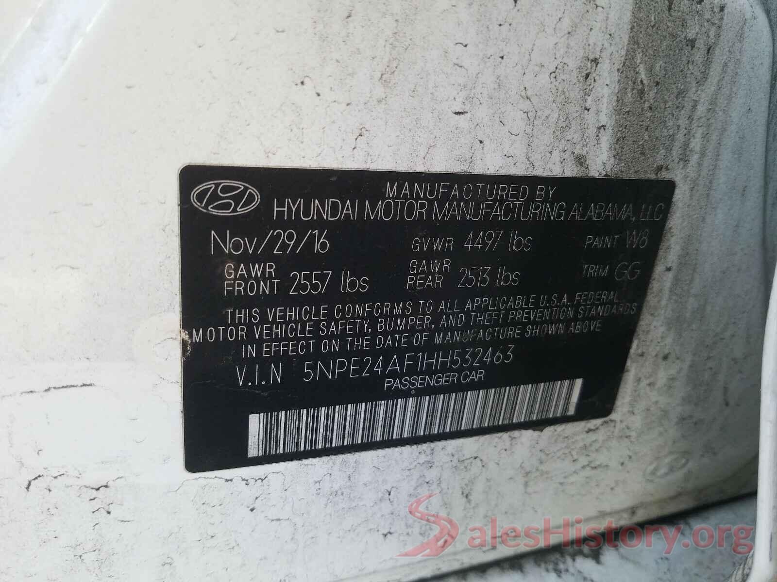 5NPE24AF1HH532463 2017 HYUNDAI SONATA