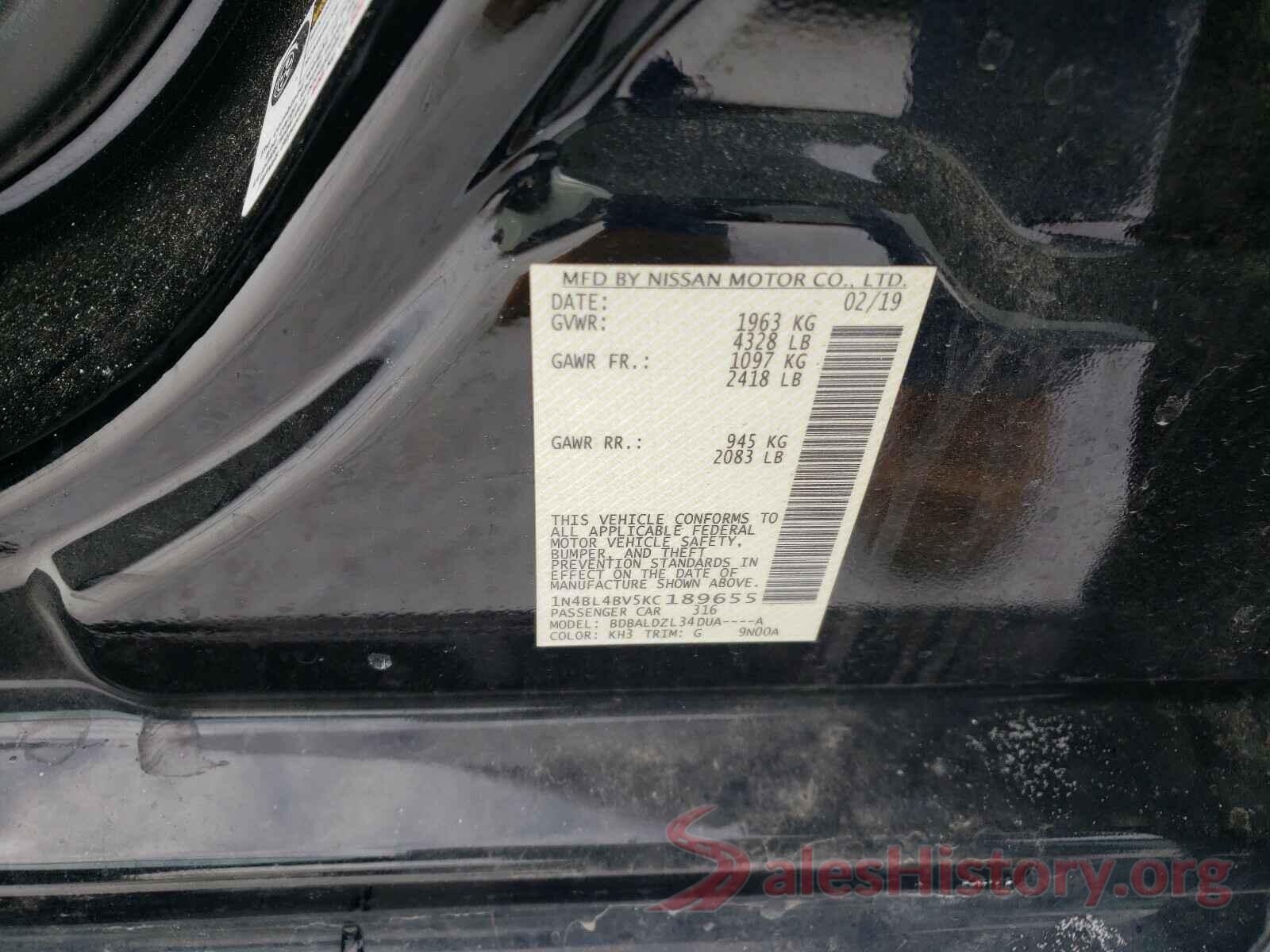 1N4BL4BV5KC189655 2019 NISSAN ALTIMA