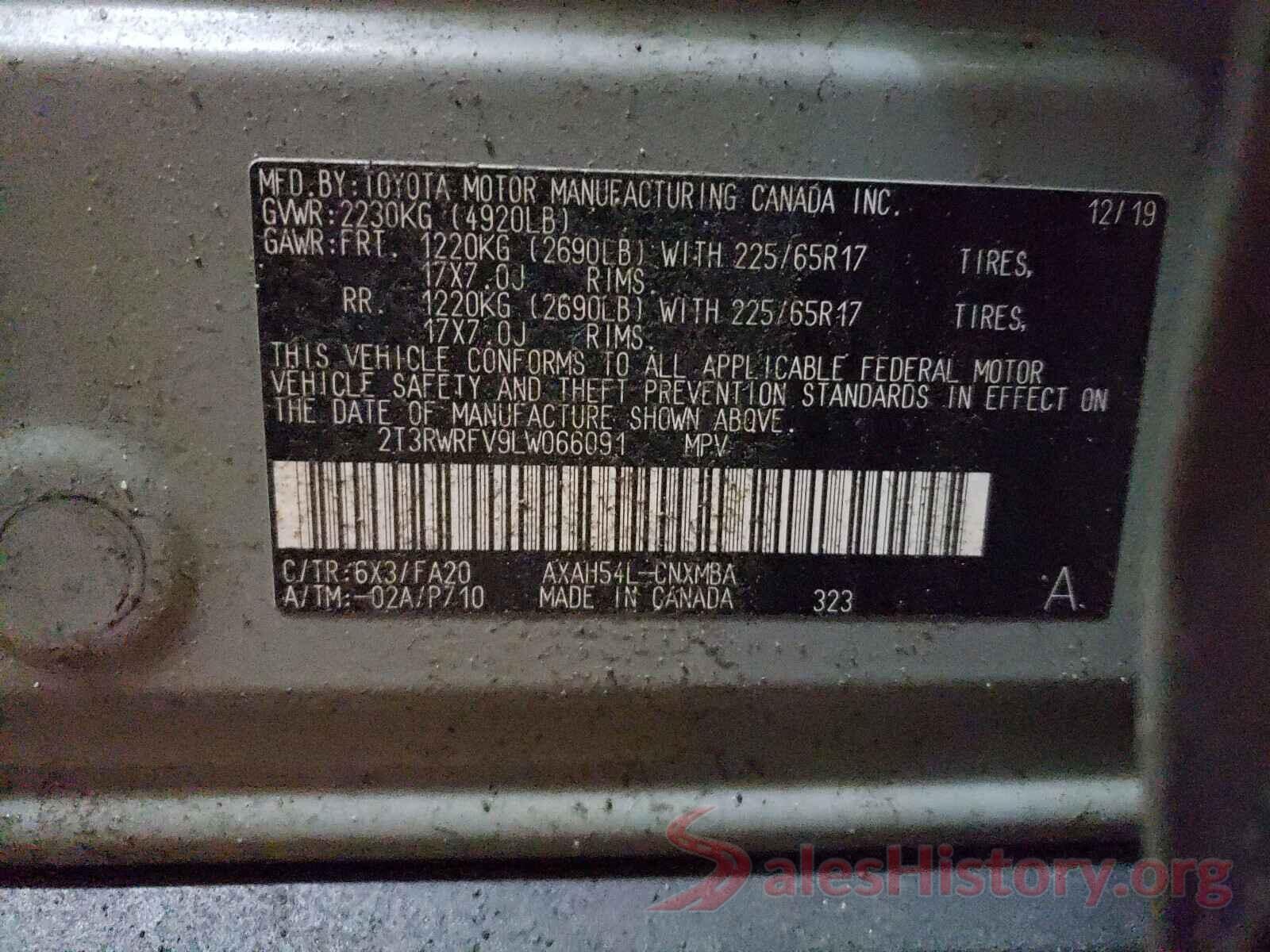 2T3RWRFV9LW066091 2020 TOYOTA RAV4